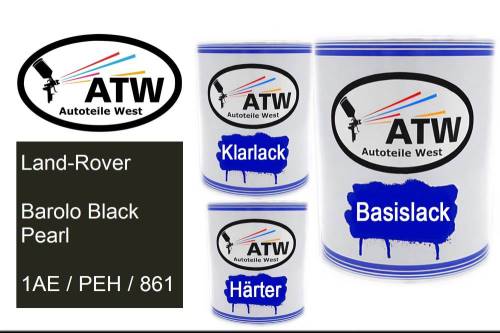 Land-Rover, Barolo Black Pearl, 1AE / PEH / 861: 1L Lackdose + 1L Klarlack + 500ml Härter - Set, von ATW Autoteile West.